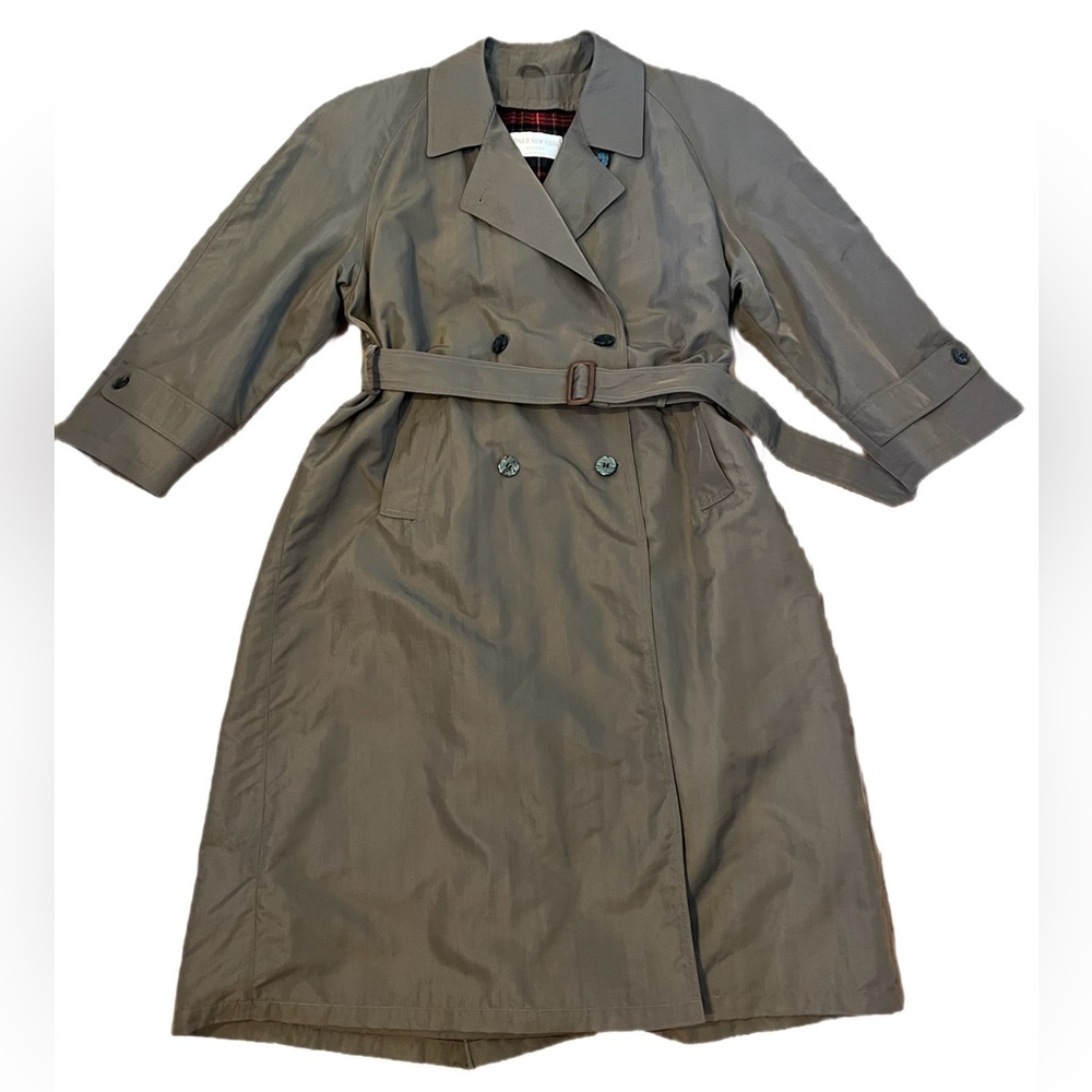 Vintage Jones New York Petites Trench Coat Taupe